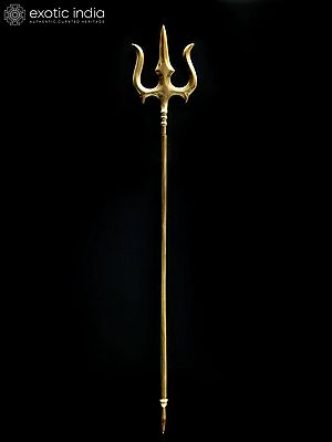 47" Large Lord Shiva's Trident / Trishul in Brass | Indian Handcrafted Idol