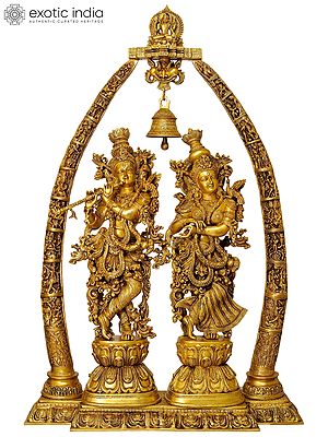 Large Size Radha Krishna with Arch Showing Krishna Leela