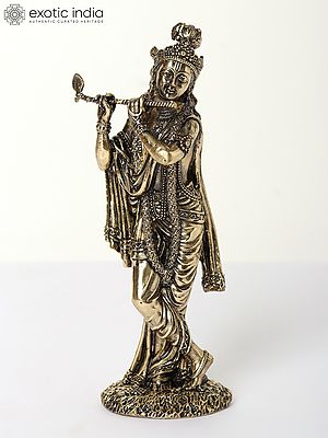 Superfine Standing Lord Krishna Brass Statue Playing Flute