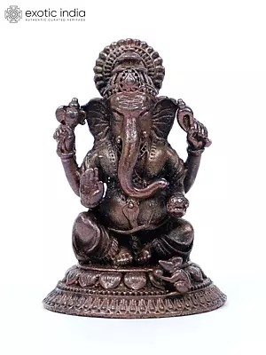 2" Small Blessing Lord Ganesha Copper Statue