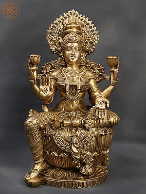 25" Sitting Devi Lakshmi Brass Statue