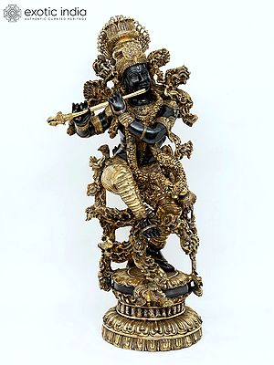 43" Superfine Superbly Embellished Krishna in Brass | Handmade