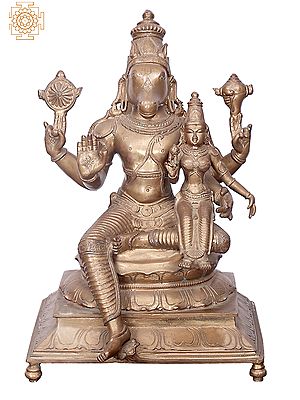 15" Bhagawan Hayagriva with Bhudevi | Madhuchista Vidhana (Lost-Wax) | Panchaloha Bronze from Swamimalai