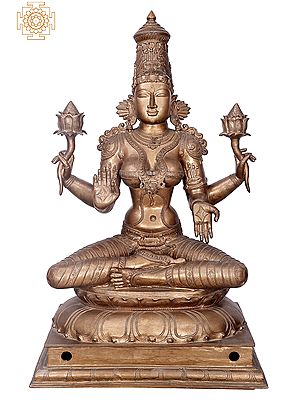 35" Sitting Mahalakshmi Panchaloha Bronze from Swamimalai | Madhuchista Vidhana (Lost-Wax)