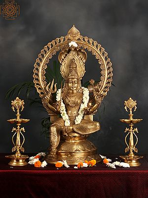 32" Brass Large Goddess Mariamman (South Indian Durga) Statue