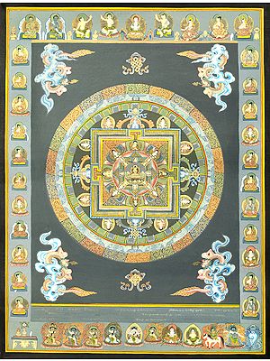 The Buddha Mandala -Tibetan Buddhist Brocadeless Thangka