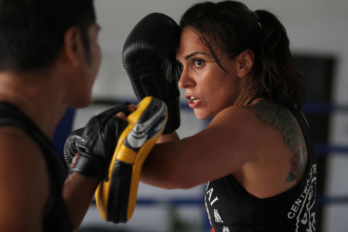 Close-up of a woman sparring as an example of boxing photography