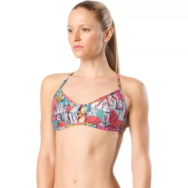 Speedo Womens Swimsuit Top Bikini Endurance Lite Tie Back PrintTeal