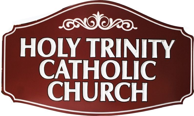 D13074 - Carved Sign for "Holy Trinity Catholic Church"