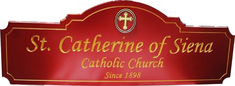 D13077 - Carved Sign for "St. Catherine of Siena"