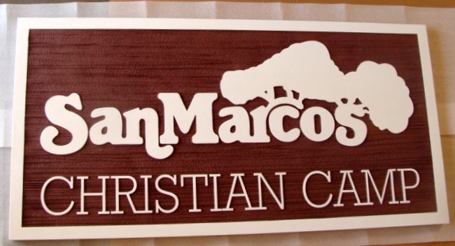 D13130 - Carved Wood Christian Camp Sign