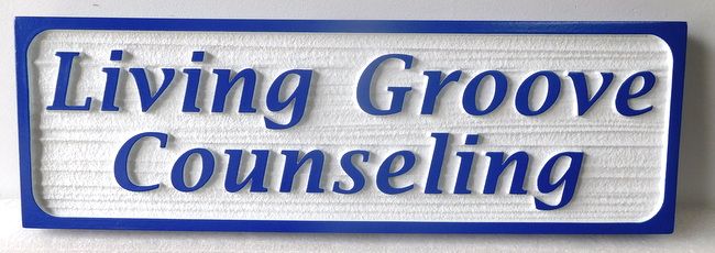 D13162 - Carved and Sandblasted (Wood Grain Texture) Sign for Living Groove Counseling