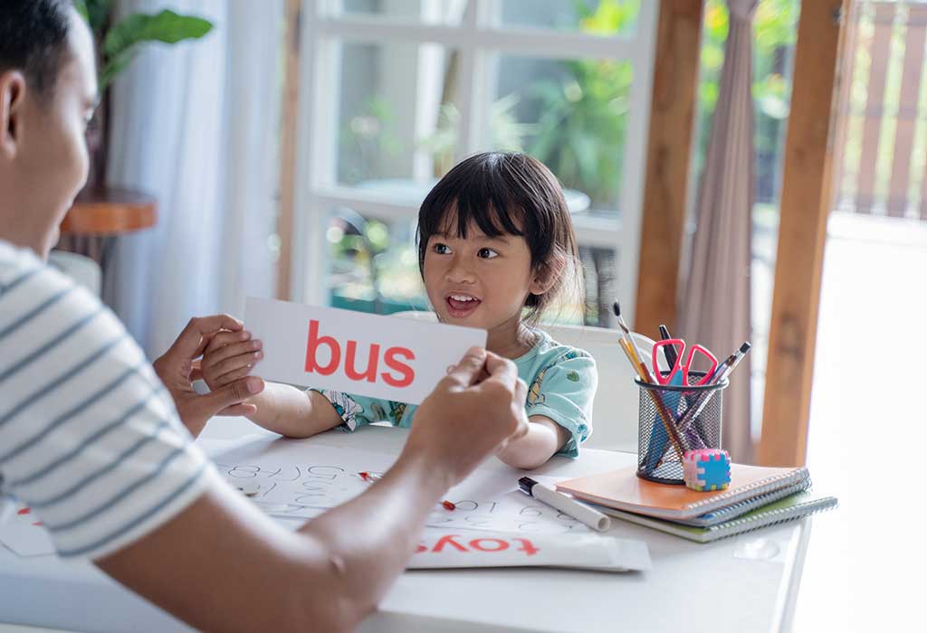 girl learning word