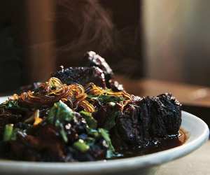 Make My Rice Bowl's leek and oxtail stew with glass noodles; photography by Charity Burggraaf