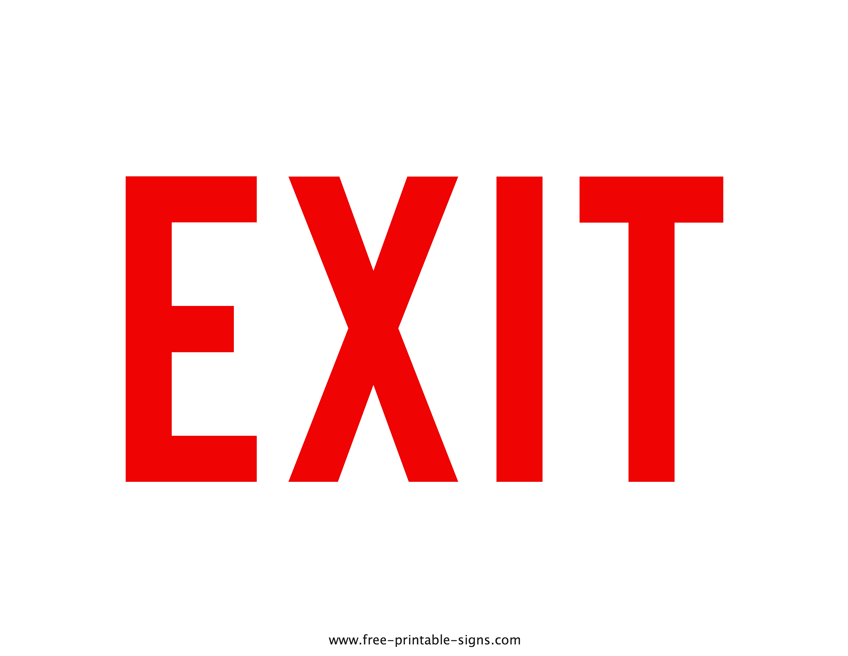 Free Printable Exit Signs - Printable Word Searches