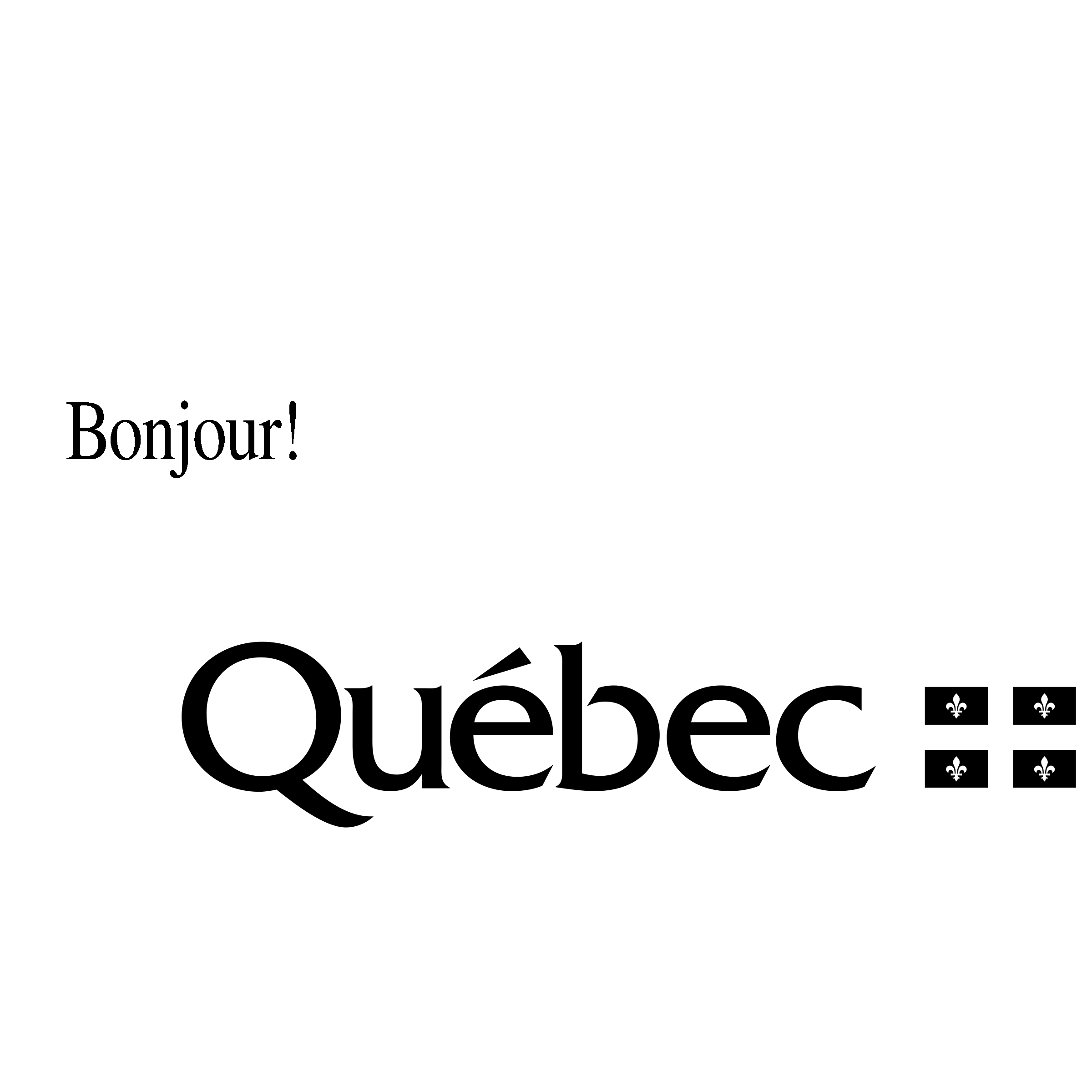 Bonjour Quebec Logo black and white