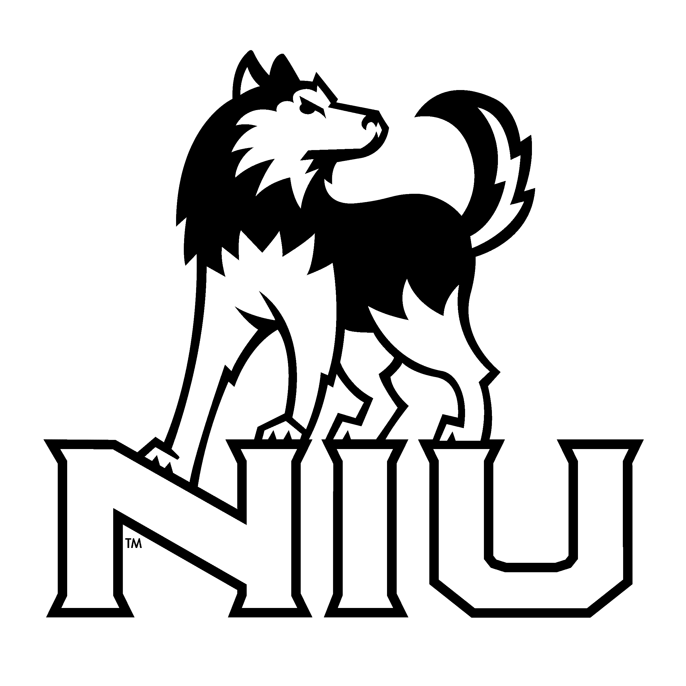 NIU Huskies Logo black and white