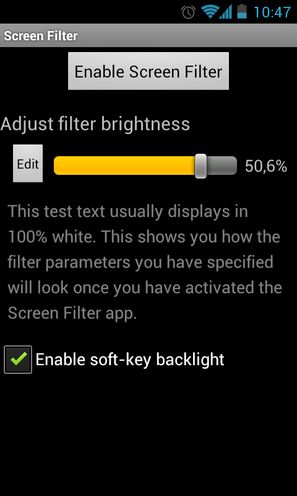 Le bouton Edit permet de définir finement la luminosité, au pour cent près. L’application crée un filtre noir au-dessus du système, autant pour l’accueil que les applications OpenGL comme les jeux. Elle n’empêche pas l’activation des modes de lecture « nuit » d’applications tierces comme Pulse. © Guénaël Pépin