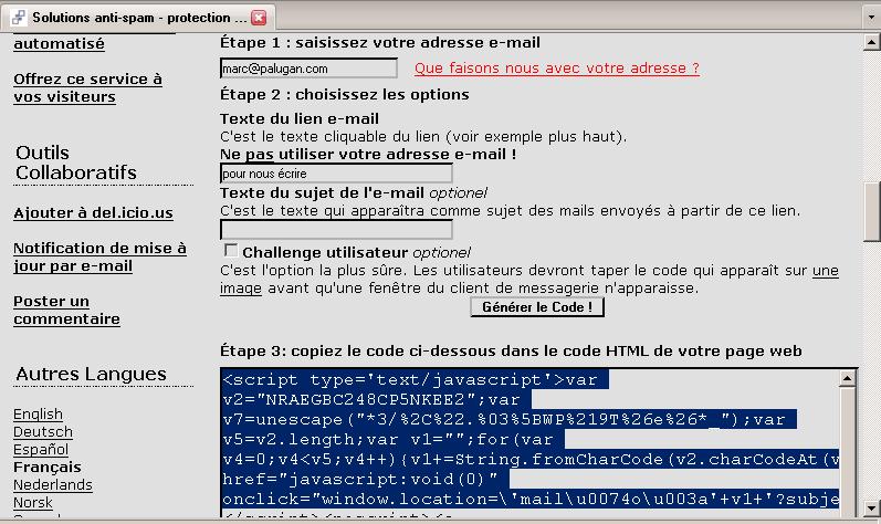 Utilisation d'un code Java pour l’affichage de son adresse e-mail. © Futura-Techno
