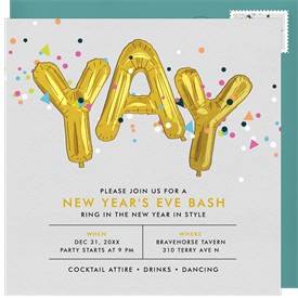 'Confetti Celebration' New Year's Party Invitation