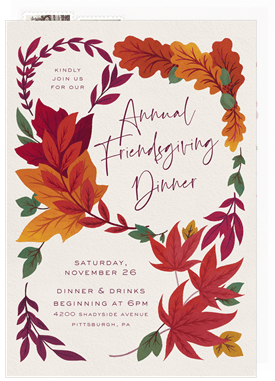 'Flowing Fall Frame' Thanksgiving Invitation