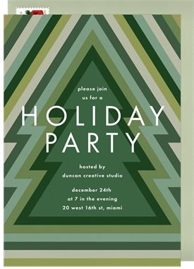 'Retro Christmas Tree' Business Holiday Party Invitation