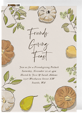 'Charming Autumn Gourds' Thanksgiving Invitation