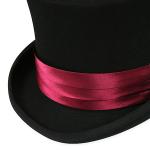  Victorian,Old West,Edwardian Mens Hats Burgundy,Red Satin Hat Bands |Antique, Vintage, Old Fashioned, Wedding, Theatrical, Reenacting Costume | Dickens