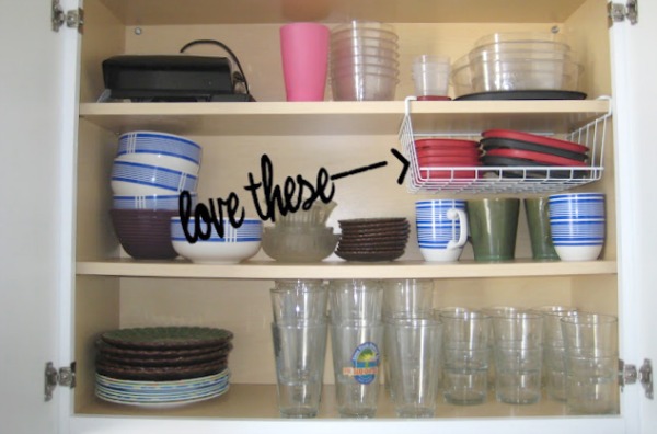 Rattanand wire baskets for kitchen organization