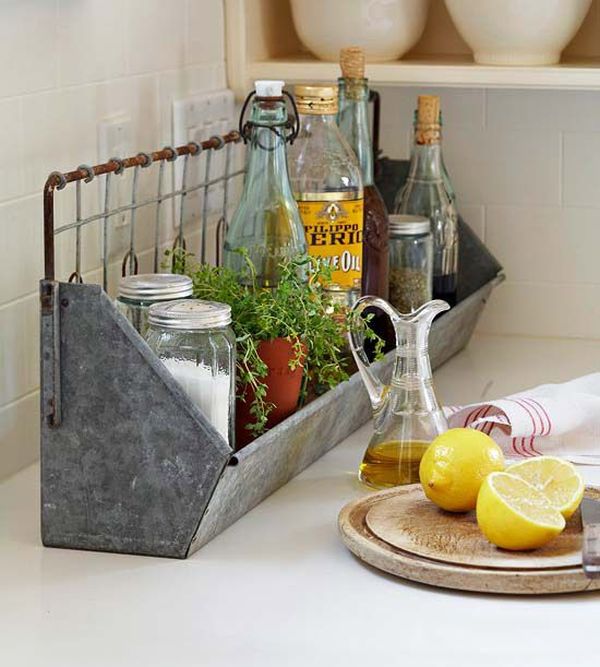 Rattanand wire baskets for kitchen organization