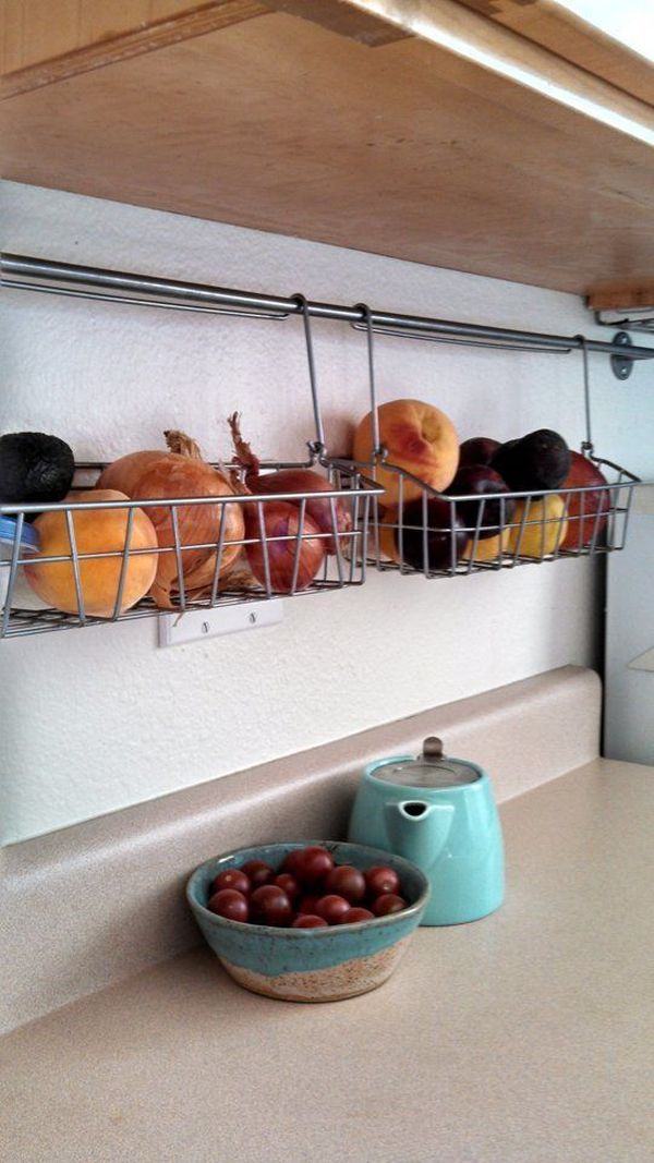 Rattanand wire baskets for kitchen organization