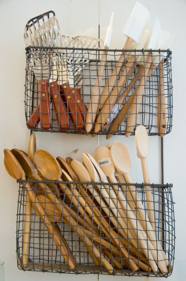 Rattanand wire baskets for kitchen organization