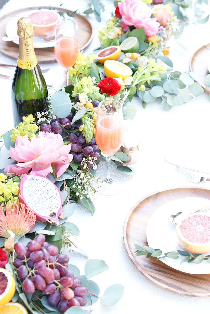 Purple pale and orange table centerpiece