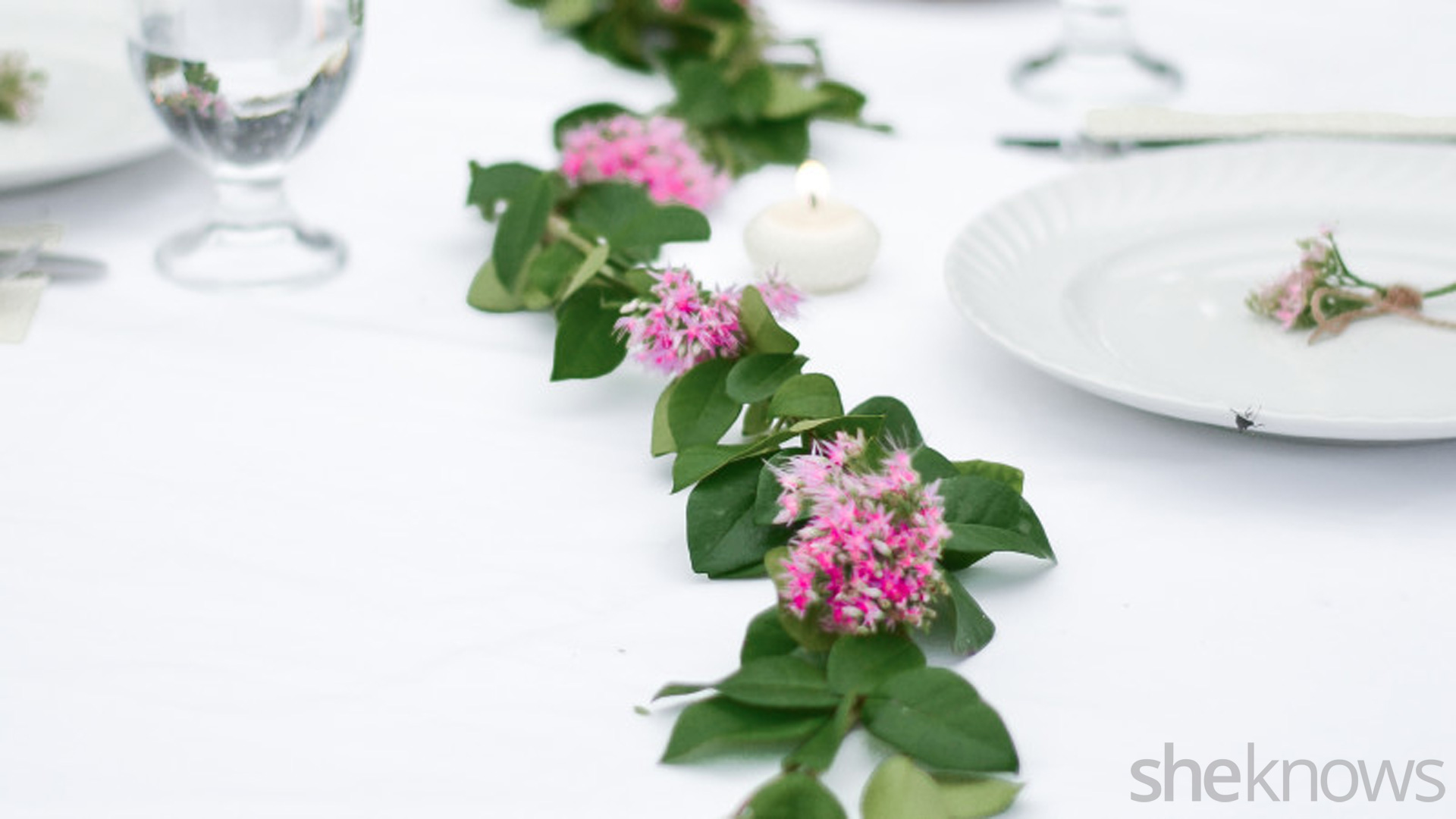 Purple pale and orange table centerpiece