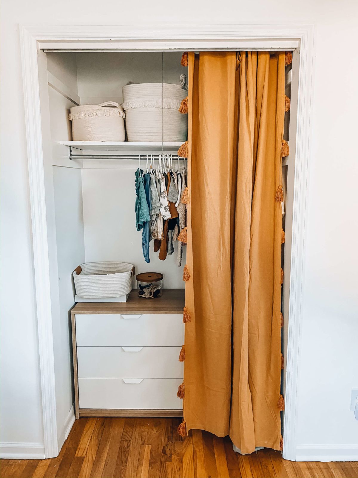 Options for hanging a closet curtain