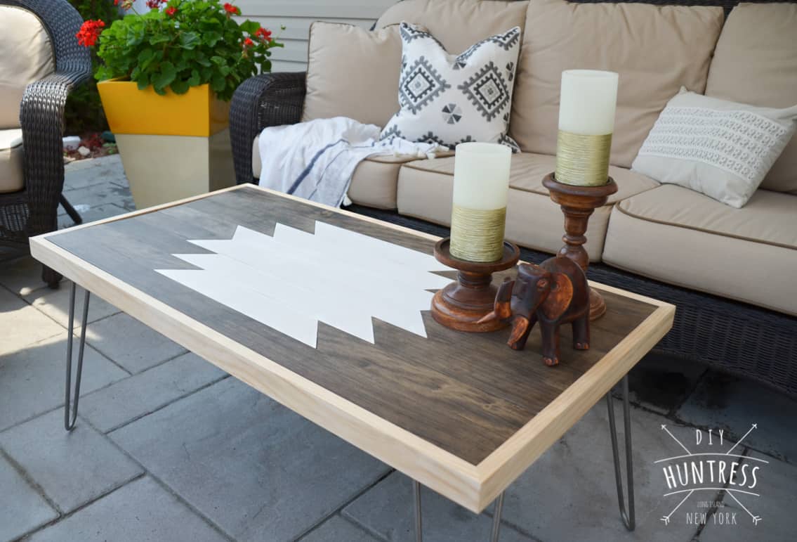 DIY farmhouse herringbone coffee table