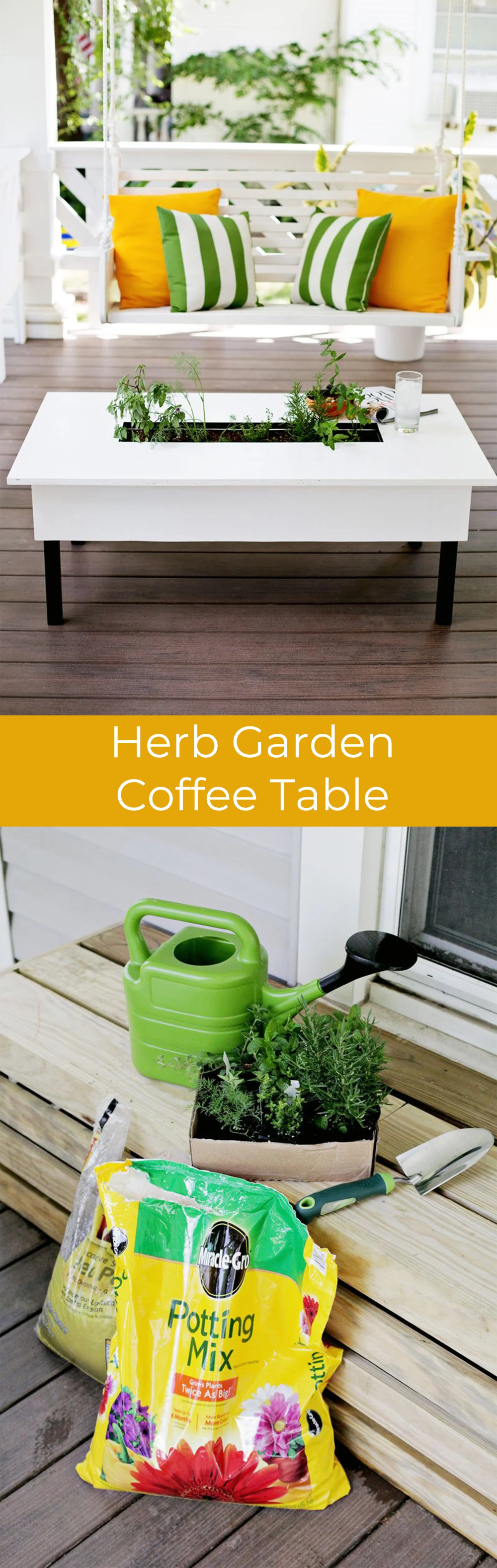 DIY farmhouse herringbone coffee table