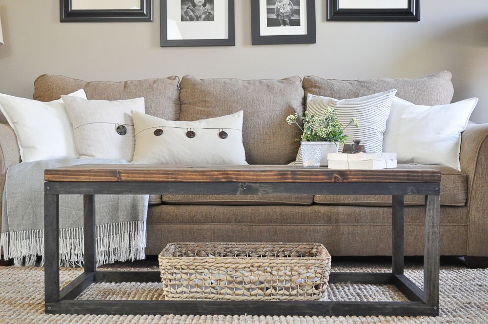 DIY farmhouse herringbone coffee table