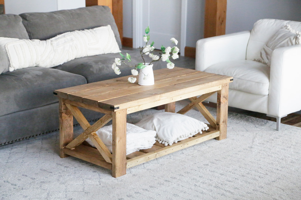 DIY farmhouse herringbone coffee table