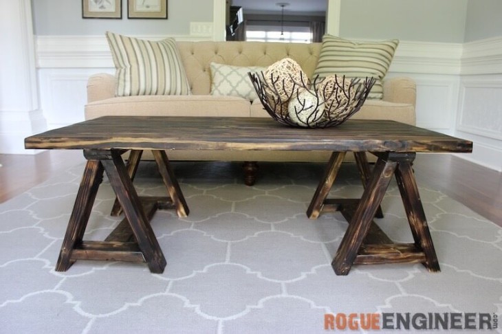 DIY farmhouse herringbone coffee table