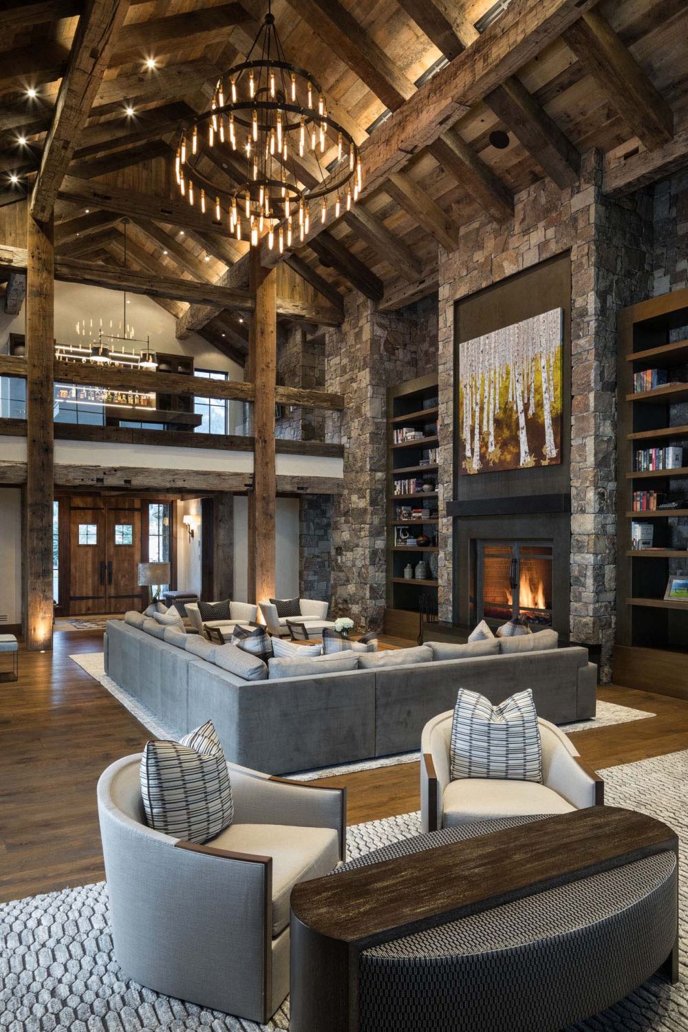 Dreamy rustic cabin interior design living room