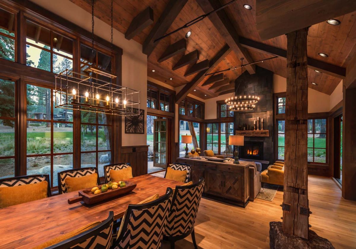 Dreamy rustic cabin interior design living room