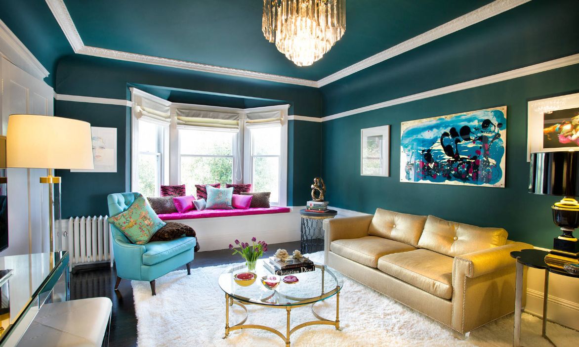 Teal color bedroom