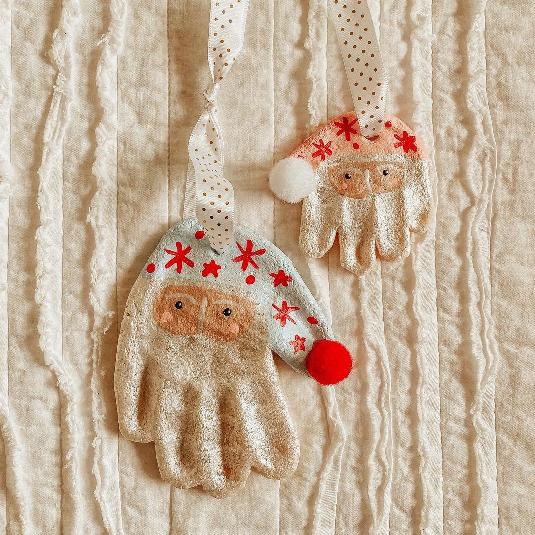 Santa Claus Handprint Salt Dough Ornaments