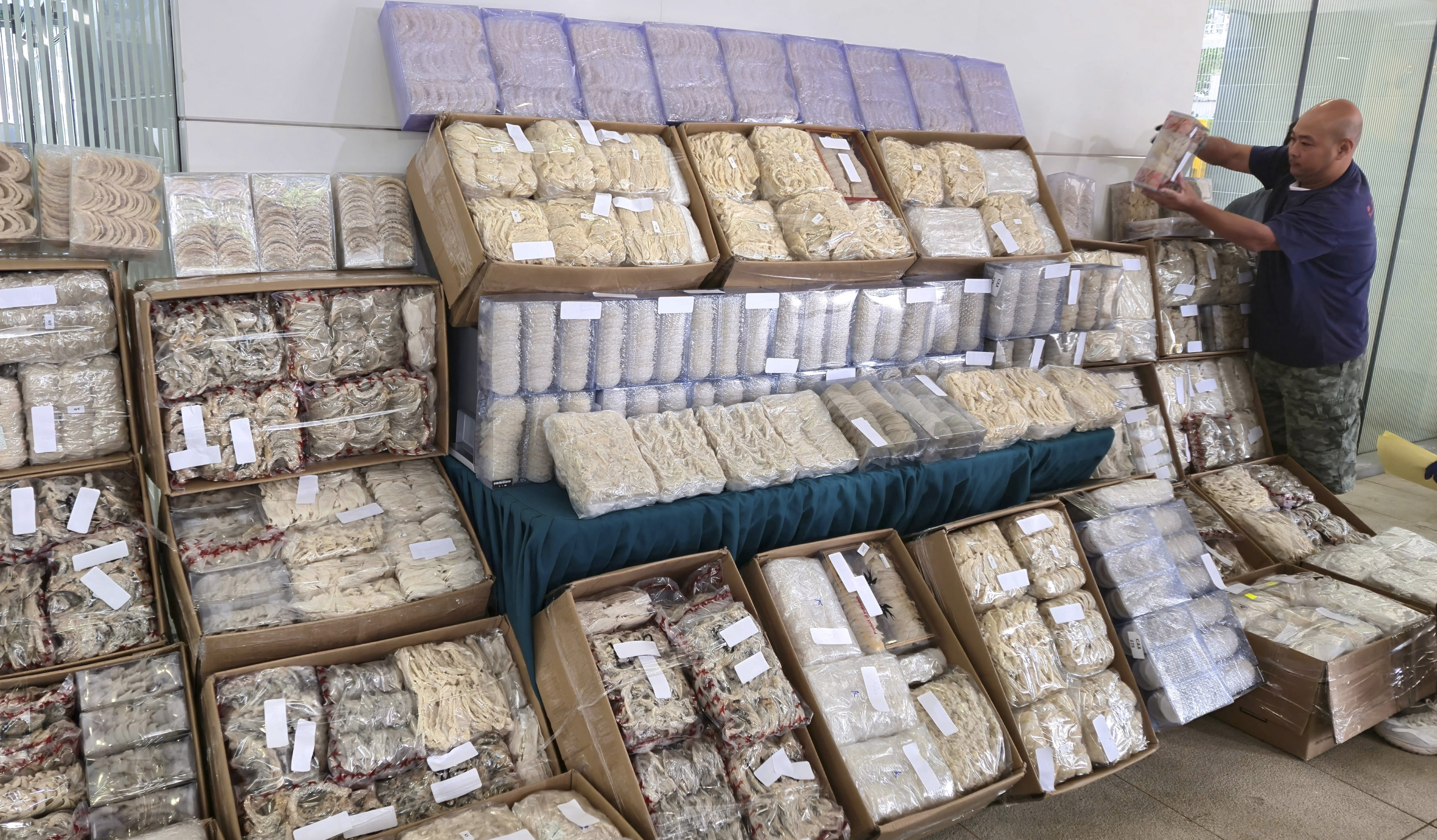 Hong Kong customs officers have found more than 438kg of smuggled bird’s nests in a truck bound for mainland China. Photo: Handout