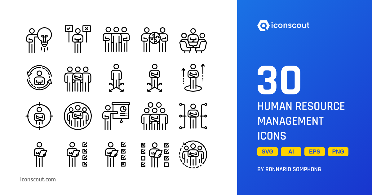 Human Resource Management Icon Pack - 30 Line Sign & Symbols Icons ...