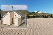 seaside village poo beach cornwall Porthcothan Bay