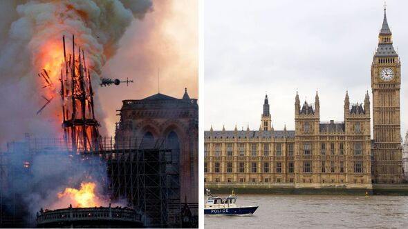 notre dame inferno warning uk parliament fires