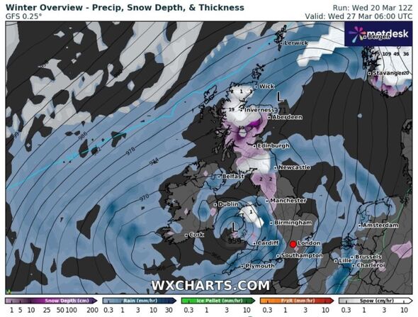 UK weather maps show Britain hammered with 213 hours of non-stop snow ...