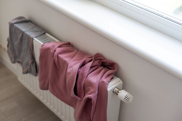 Clothes on a steel radiator.